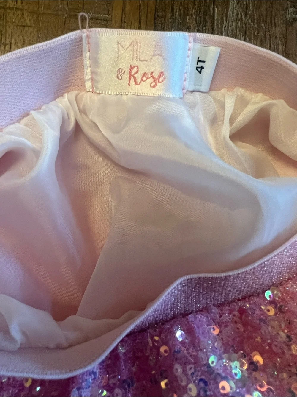 Girls Pink Sequin Party Skirt with Elastic Waistband